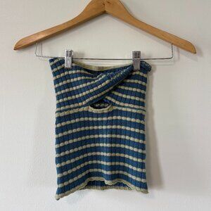 Striped Knit Bandeau Top with Twist Cut Out